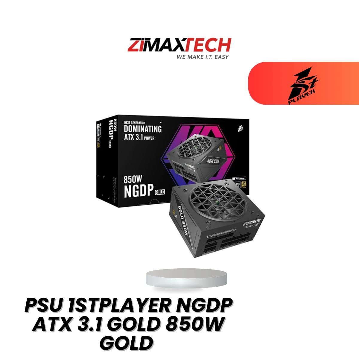 1STPLAYER NGDP ATX3.1 GOLD 850W FULL MODULAR POWER SUPPLY WITH 80 PLUS GOLD CERTIFICATION AND 10 YEARS WARRANTY