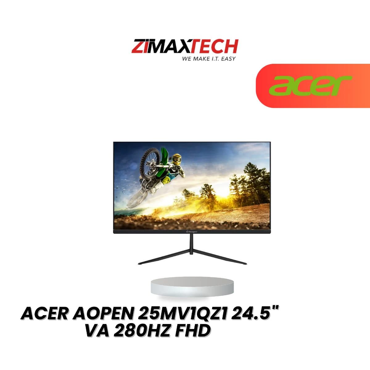 ACER AOPEN 25MV1QZ1 24.5-INCH VA GAMING MONITOR WITH FULL HD 280HZ DISPLAY, 1MS RESPONSE TIME, HDMI, DISPLAYPORT, AND 3 YEARS WARRANTY