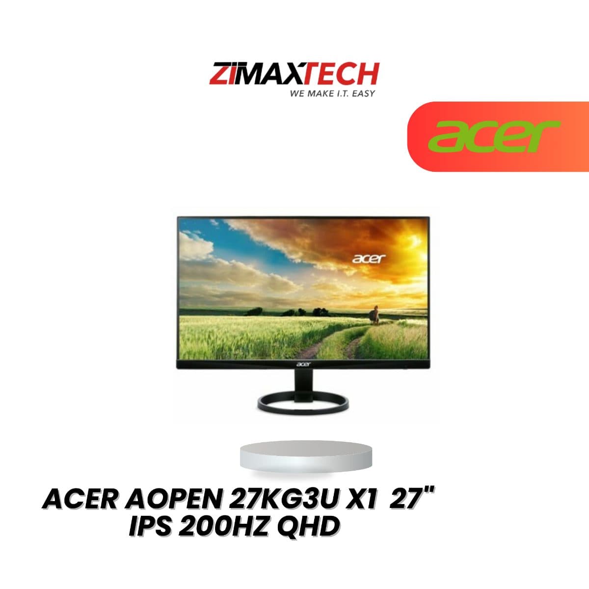 ACER AOPEN 27KG3U X1 27-INCH IPS GAMING MONITOR WITH QHD 200HZ DISPLAY, 0.05MS RESPONSE TIME, BUILT-IN SPEAKERS, HDMI, DISPLAYPORT, AND 3 YEARS WARRANTY