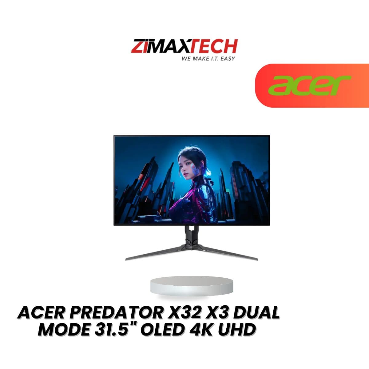 ACER PREDATOR X32 X3 31.5" OLED DUAL MODE 4K 240HZ / FHD 480HZ GAMING MONITOR WITH HDR400, 0.03MS RESPONSE TIME, SPEAKER, HDMI, DP, TYPE-C PD 90W, AND 3 YEARS WARRANTY.