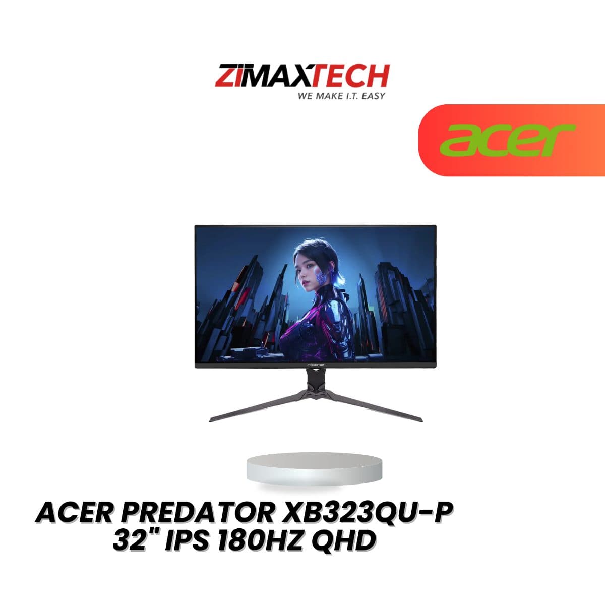 ACER PREDATOR XB323QU-P 32" IPS QHD 180HZ GAMING MONITOR WITH HDR10, 0.05MS RESPONSE TIME, HEIGHT ADJUSTMENT, SPEAKER, HDMI, DP, AND 3 YEARS WARRANTY