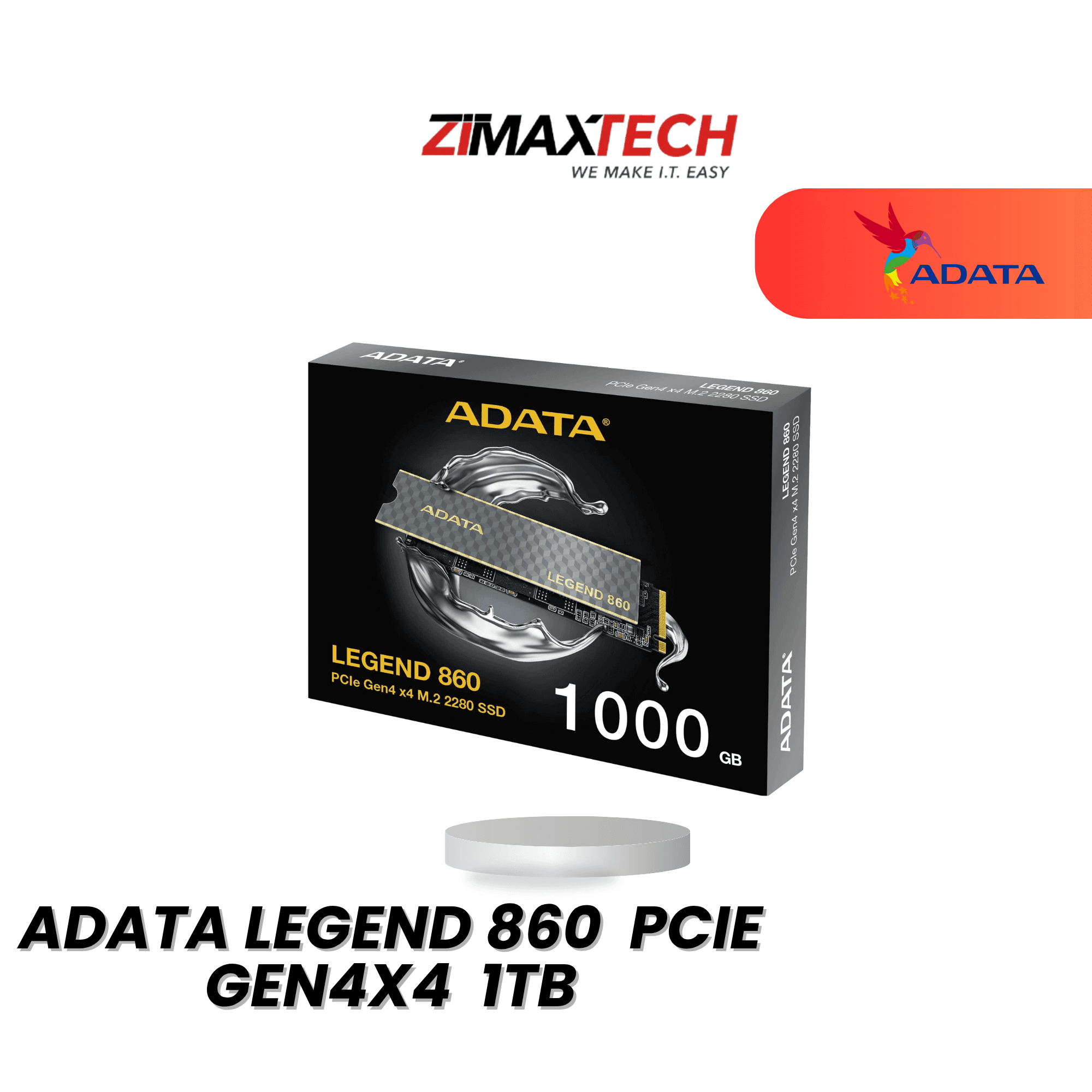 ADATA LEGEND 860 1TB PCIE GEN4X4 NVME SSD WITH UP TO 6000MB/S READ, 4000MB/S WRITE, AND 5 YEARS WARRANTY OR 320TBW