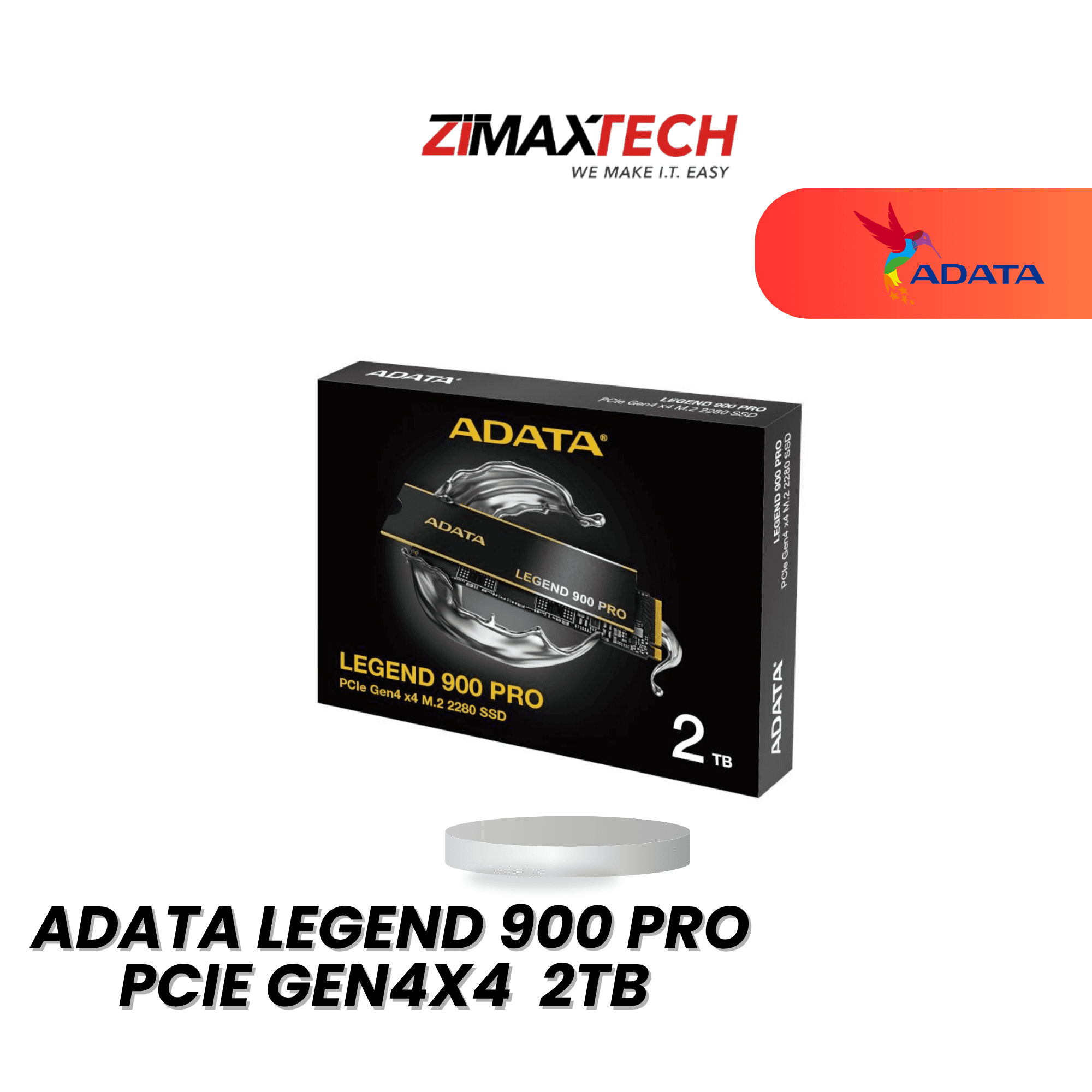 ADATA LEGEND 900 PRO 2TB PCIE GEN4X4 NVME SSD WITH UP TO 7400MB/S READ, 6500MB/S WRITE, AND 5 YEARS WARRANTY OR 1200TBW