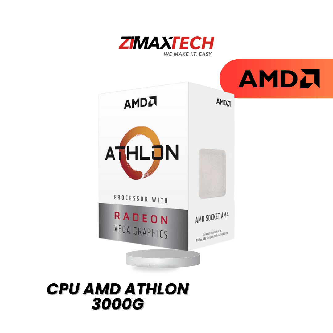 AMD ATHLON 3000G (AM4) — 2C/4T, 3.5GHZ, 4MB CACHE, VEGA 3 GRAPHICS, STOCK COOLER, 3Y WARRANTY.