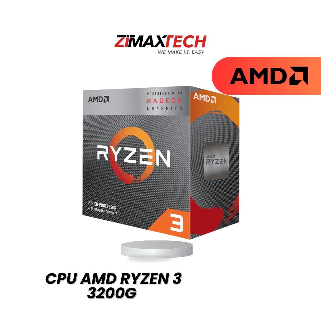 AMD RYZEN 3 3200G (AM4) — 4C/4T, UP TO 4.0GHZ, 4MB L3 CACHE, VEGA 8 GRAPHICS, STOCK COOLER, 3Y WARRANTY.