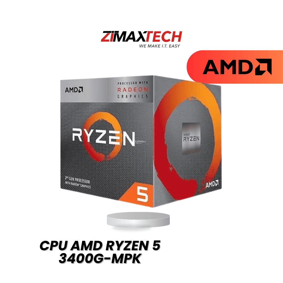 AMD RYZEN 5 3400G (AM4) — 4C/8T, UP TO 4.2GHZ, 4MB L3 CACHE, VEGA 11 GRAPHICS, STOCK COOLER, 3Y WARRANTY.