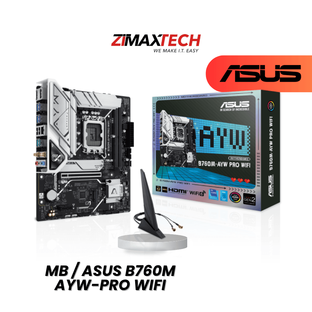 ASUS B760M AYW-PRO WIFI MATX MOTHERBOARD WITH LGA1700, DDR5, DUAL M.2, ARGB GEN2, AND 3+1 YEARS WARRANTY (ONLINE REGISTRATION)