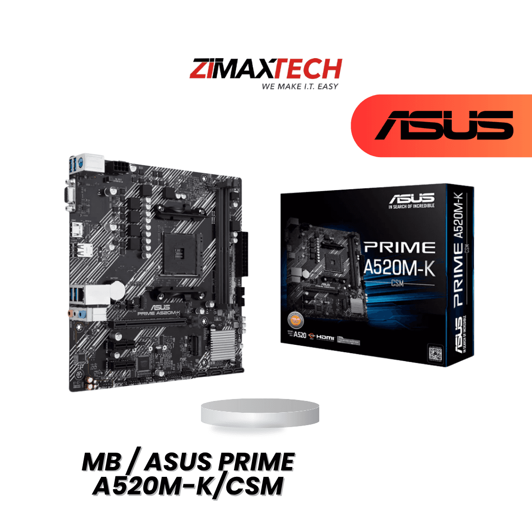 ASUS PRIME A520M-K/CSM MATX MOTHERBOARD WITH AM4, DUAL RAM, M.2, PCIE X16, AND 3 YEARS WARRANTY.