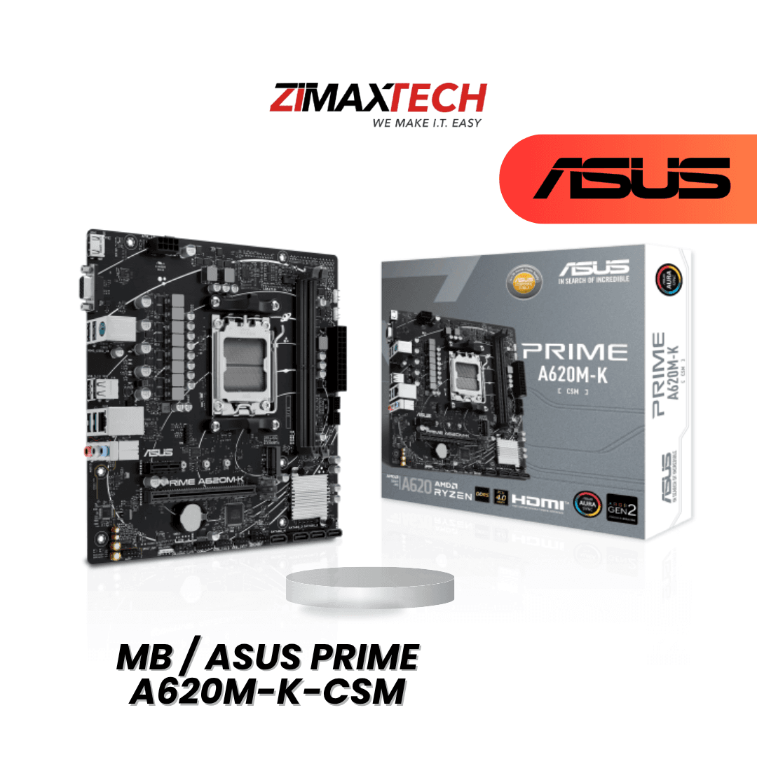 ASUS PRIME A620M-K-CSM MATX MOTHERBOARD WITH AM5, DDR5, M.2, PCIE X16, ARGB GEN2, RGB, AND 3+1 YEARS WARRANTY (ONLINE REGISTRATION)
