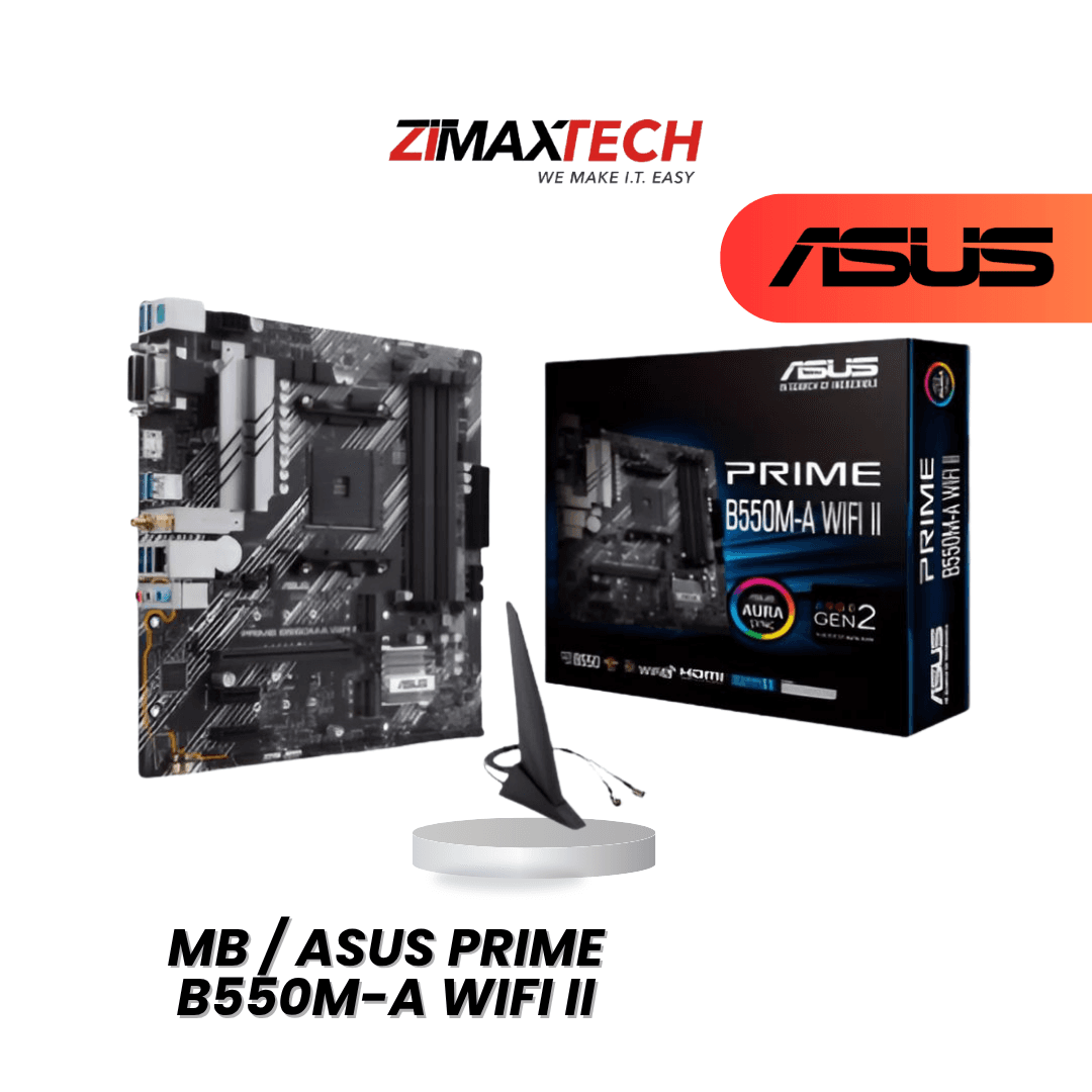 ASUS PRIME B550M-A WIFI II MATX MOTHERBOARD WITH AM4, 4 RAM SLOTS, DUAL M.2, PCIE X16, ARGB GEN2, RGB, AND 3+1 YEARS WARRANTY (ONLINE REGISTRATION)