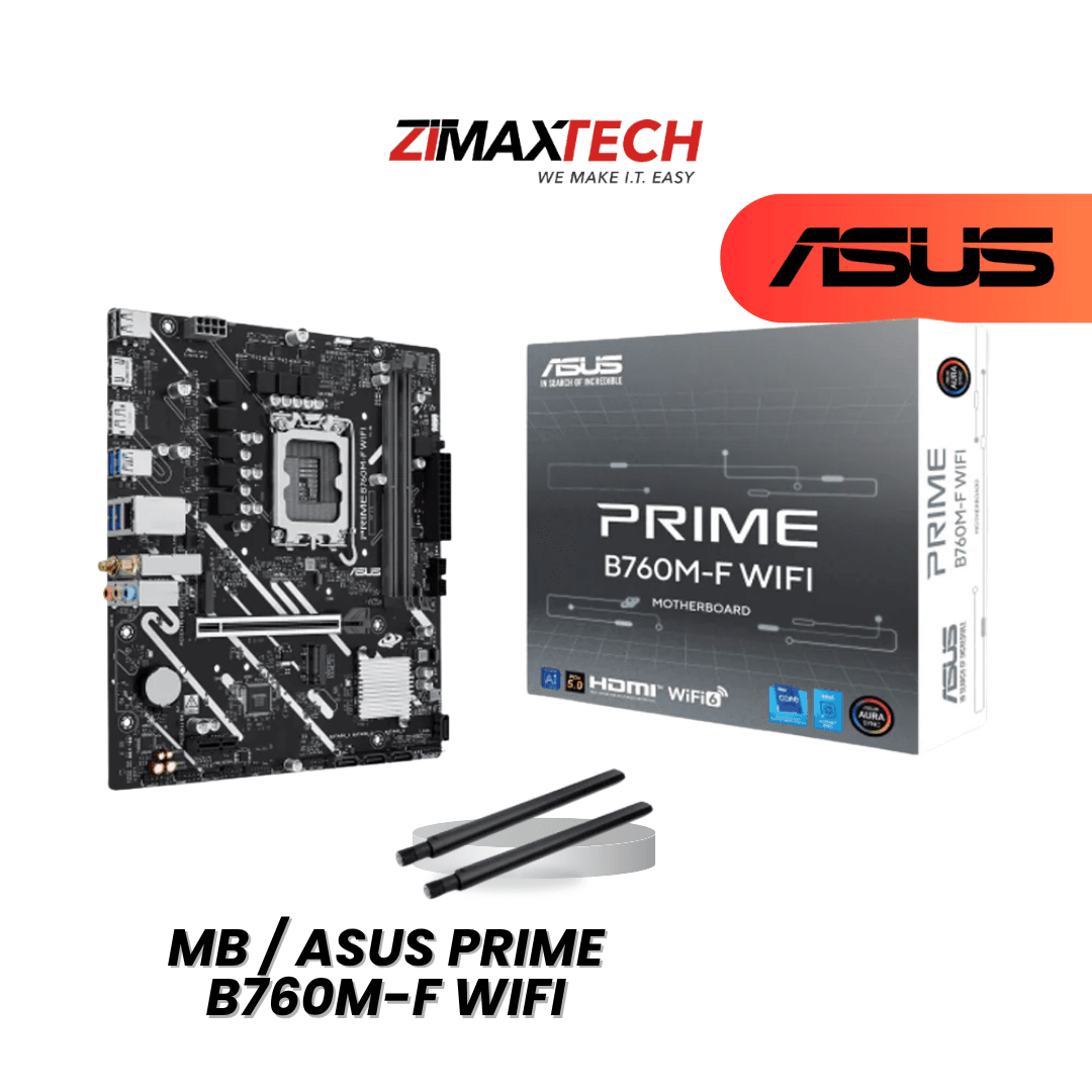ASUS PRIME B760M-F WIFI MATX MOTHERBOARD WITH LGA1700, DDR5, DUAL M.2, PCIE X16, ARGB GEN2, AND 3 YEARS WARRANTY