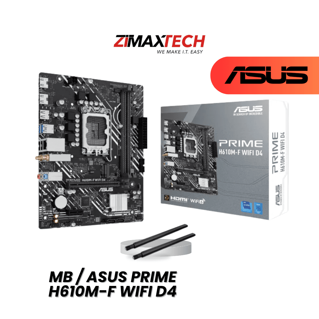 ASUS PRIME H610M-F WIFI D4 MATX MOTHERBOARD WITH LGA1700, DDR4, M.2, PCIE X16, WIFI, AND 3 YEARS WARRANTY