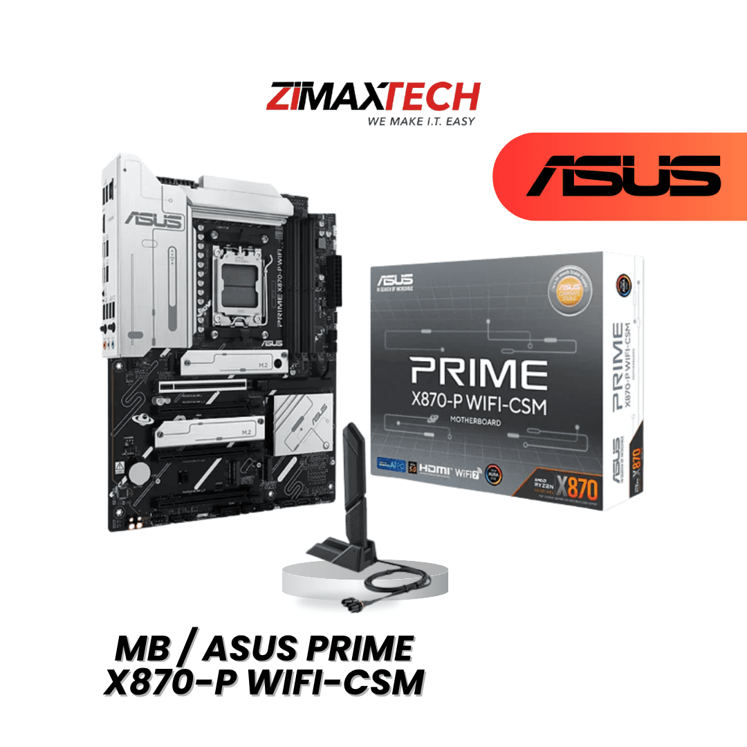 ASUS PRIME X870-P WIFI-CSM ATX MOTHERBOARD WITH AM5, DDR5, 4 M.2, 4 PCIE X16, ARGB, AND 3 YEARS WARRANTY.