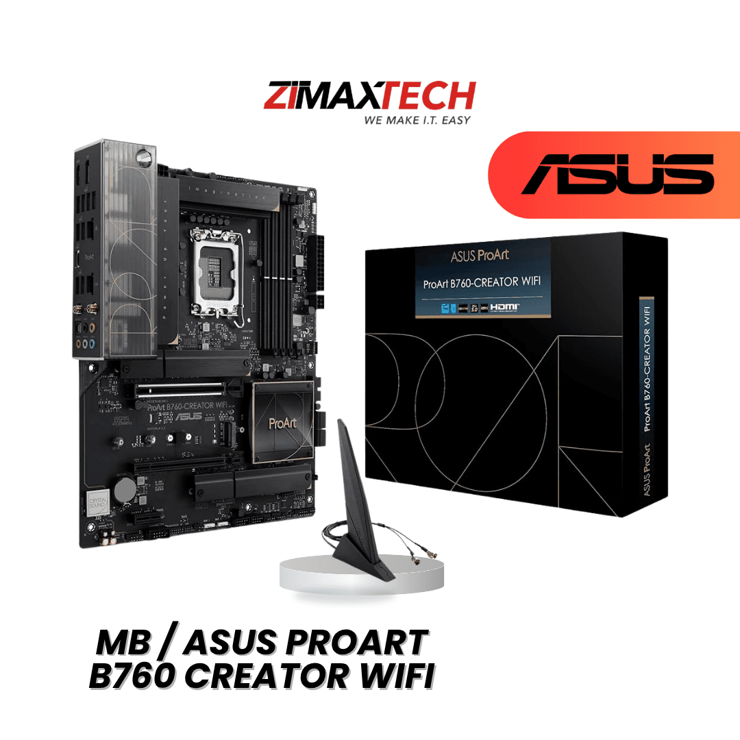 ASUS PROART B760 CREATOR WIFI ATX MOTHERBOARD WITH LGA1700, DDR5, 3 M.2, DUAL PCIE X16, ARGB GEN2, RGB, AND 3+1 YEARS WARRANTY (ONLINE REGISTRATION).