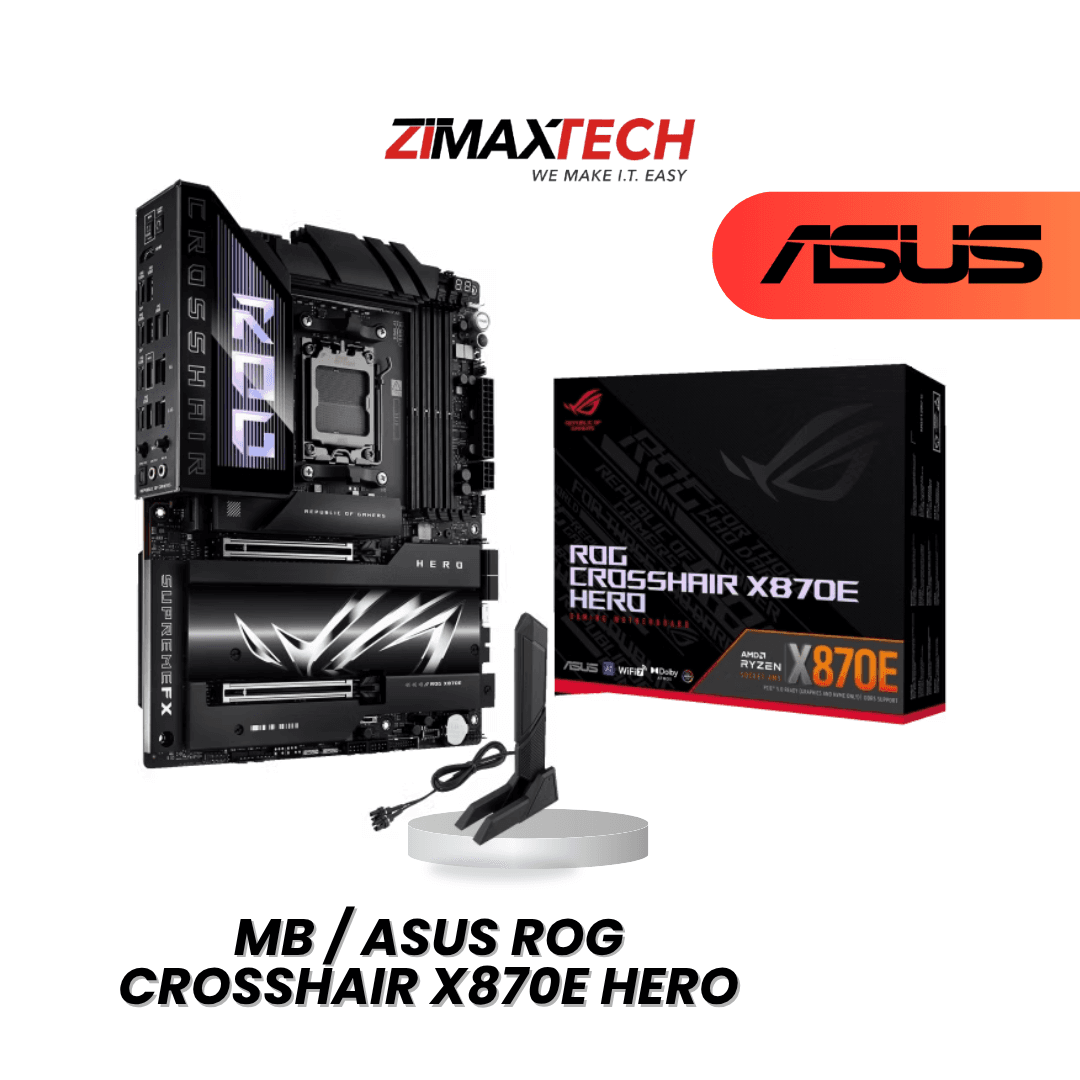 ASUS ROG CROSSHAIR X870E HERO ATX MOTHERBOARD WITH AM5, DDR5, 5 M.2, DUAL PCIE X16, ARGB, AND 3 YEARS WARRANTY.