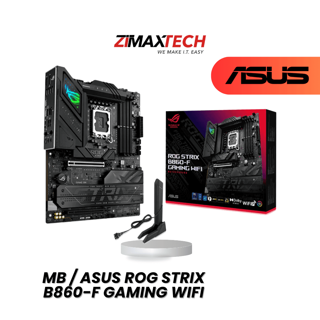 ASUS ROG STRIX B860-F GAMING WIFI ATX MOTHERBOARD WITH LGA1851, DDR5, 4 M.2, DUAL PCIE X16, ARGB GEN2, AND 3+1 YEARS WARRANTY (ONLINE REGISTRATION).