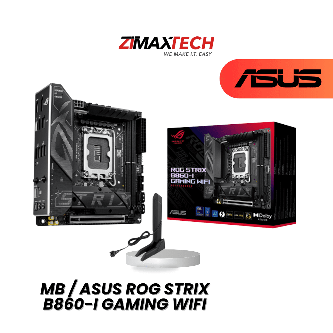 ASUS ROG STRIX B860-I GAMING WIFI ITX MOTHERBOARD WITH LGA1851, DDR5, DUAL M.2, PCIE X16, ARGB GEN2, AND 3+1 YEARS WARRANTY (ONLINE REGISTRATION).