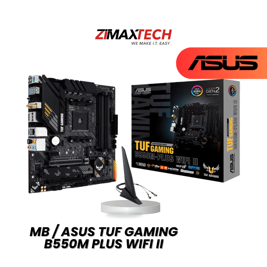 ASUS TUF GAMING B550M-PLUS WIFI II MATX MOTHERBOARD WITH AM4, 4 RAM SLOTS, DUAL M.2, PCIE X16, ARGB, RGB, AND 3 YEARS WARRANTY.