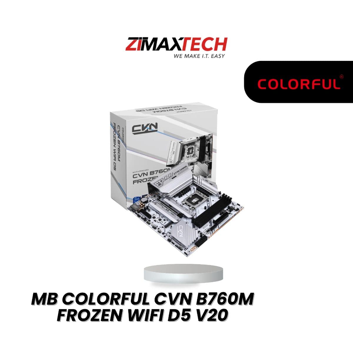 COLORFUL CVN B760M FROZEN WIFI D5 V20 LGA1700 MATX MOTHERBOARD WITH DDR5, WIFI, 3 M.2 SLOTS, AND 3 YEARS WARRANTY