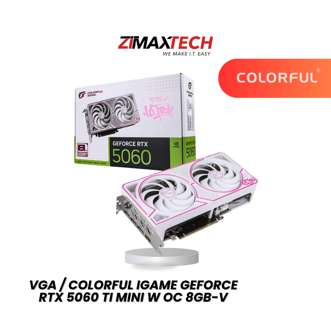 COLORFUL IGAME GEFORCE RTX 5060 TI MINI W OC 8GB-V WITH 8GB GDDR7, 128-BIT, 4608 CUDA CORES, UP TO 2632MHZ BOOST CLOCK, AND 3 YEARS WARRANTY