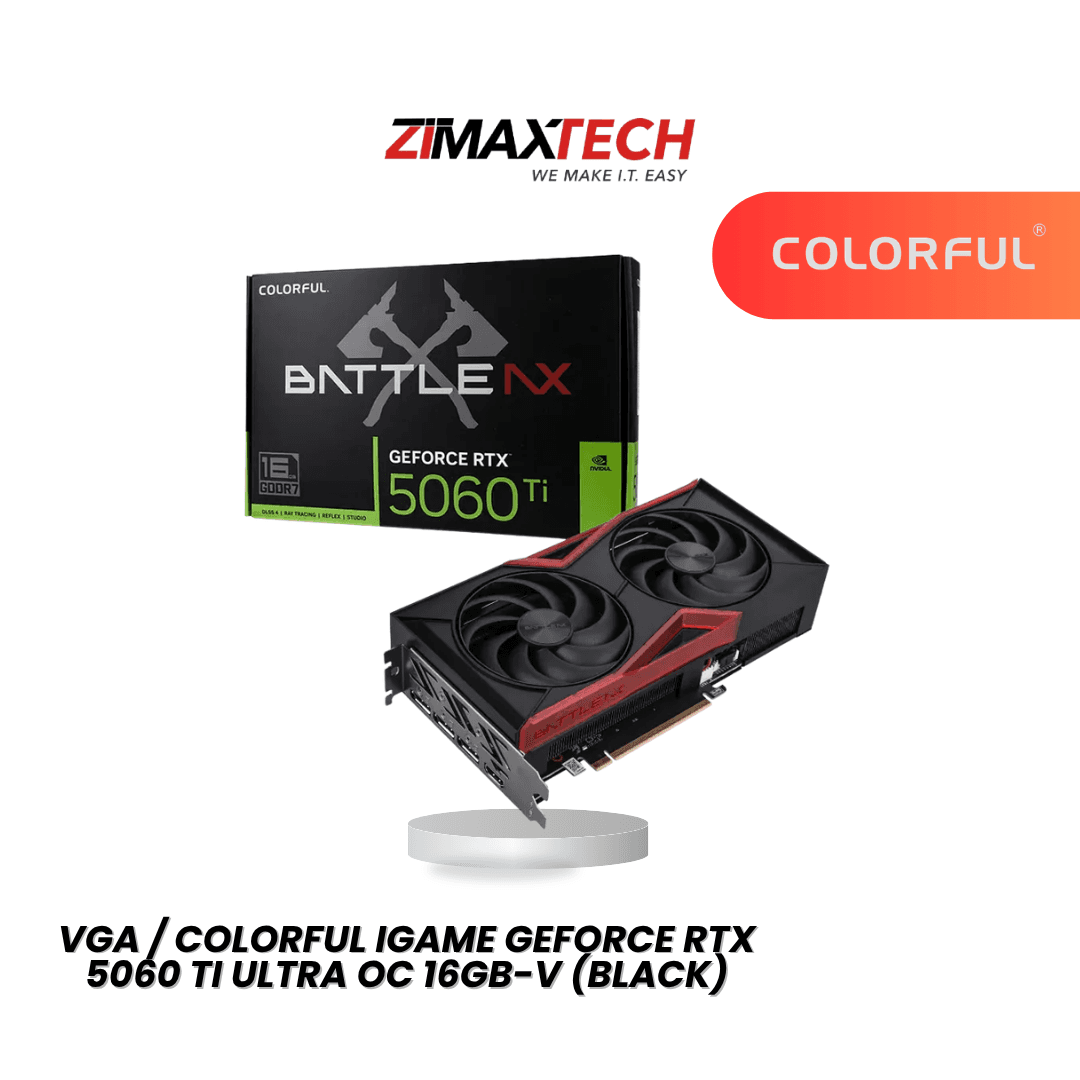 COLORFUL IGAME RTX 5060 TI ULTRA DUO OC 16GB-V (BLACK) WITH 16GB GDDR7, 2572MHZ BOOST, AND 3 YEARS WARRANTY