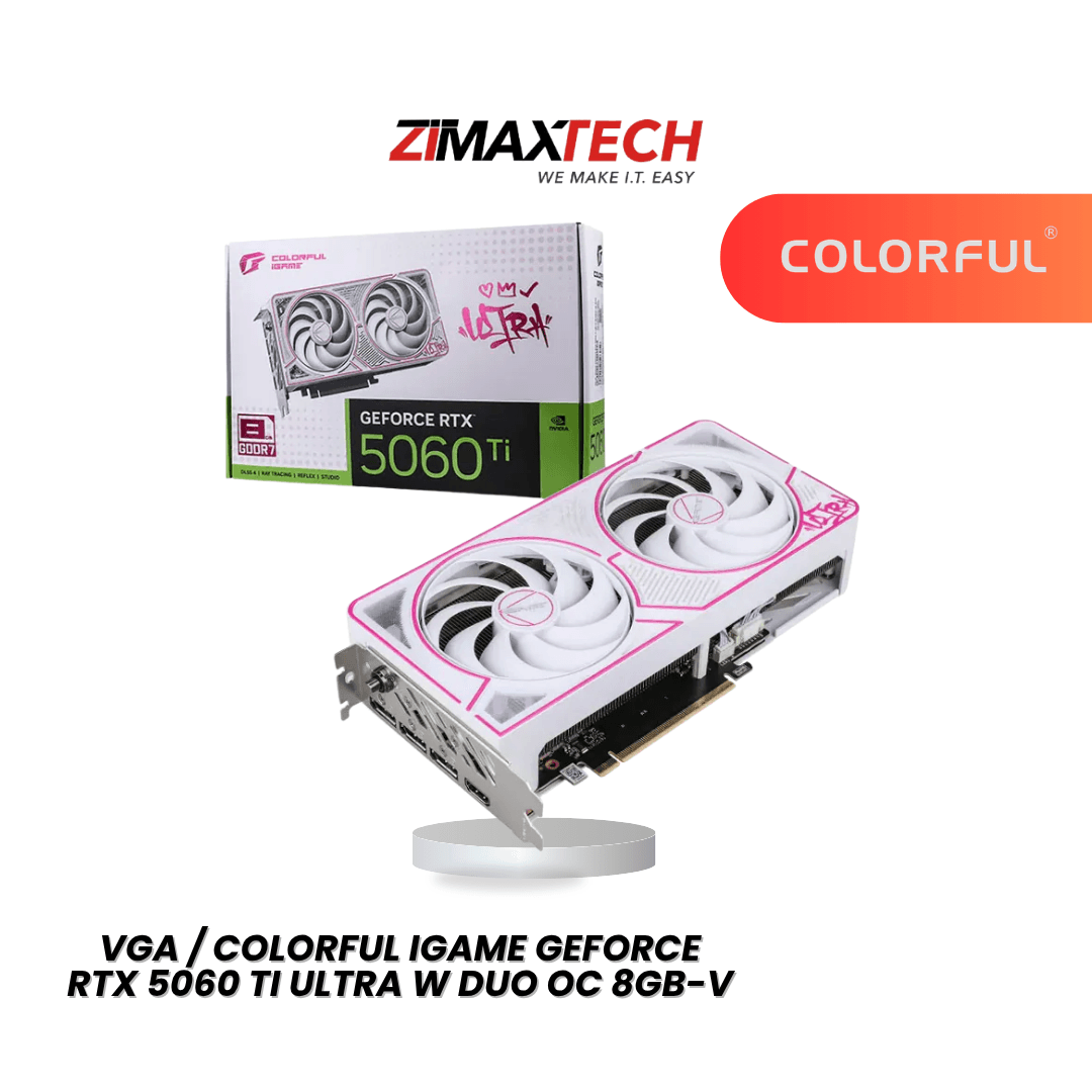 COLORFUL IGAME RTX 5060 TI ULTRA W DUO OC 8GB-V WITH 8GB GDDR7, 2572MHZ BOOST, AND 3 YEARS WARRANTY.