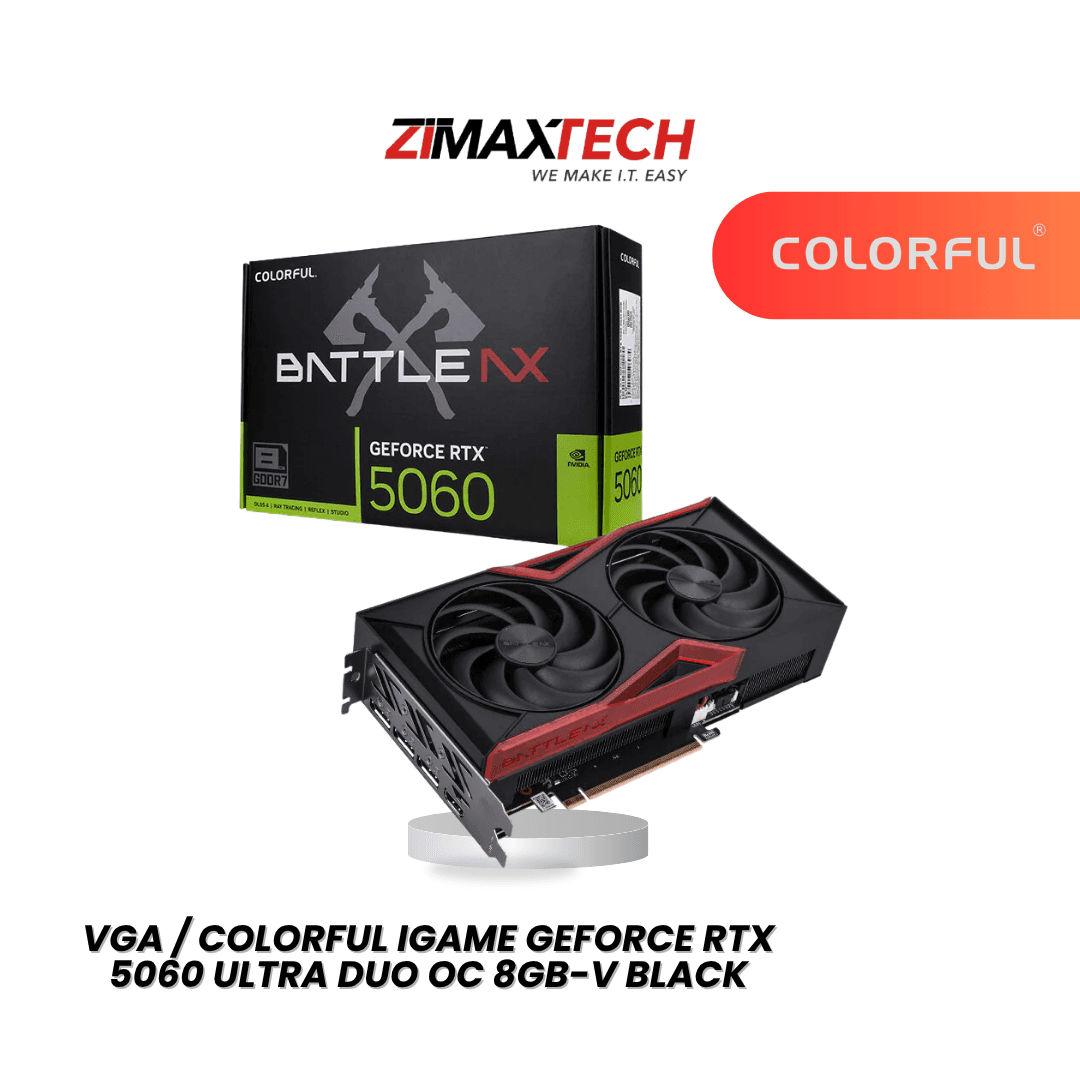 COLORFUL IGAME RTX 5060 ULTRA DUO OC 8GB-V (BLACK) WITH 8GB GDDR7, 2580MHZ BOOST, AND 3 YEARS WARRANTY
