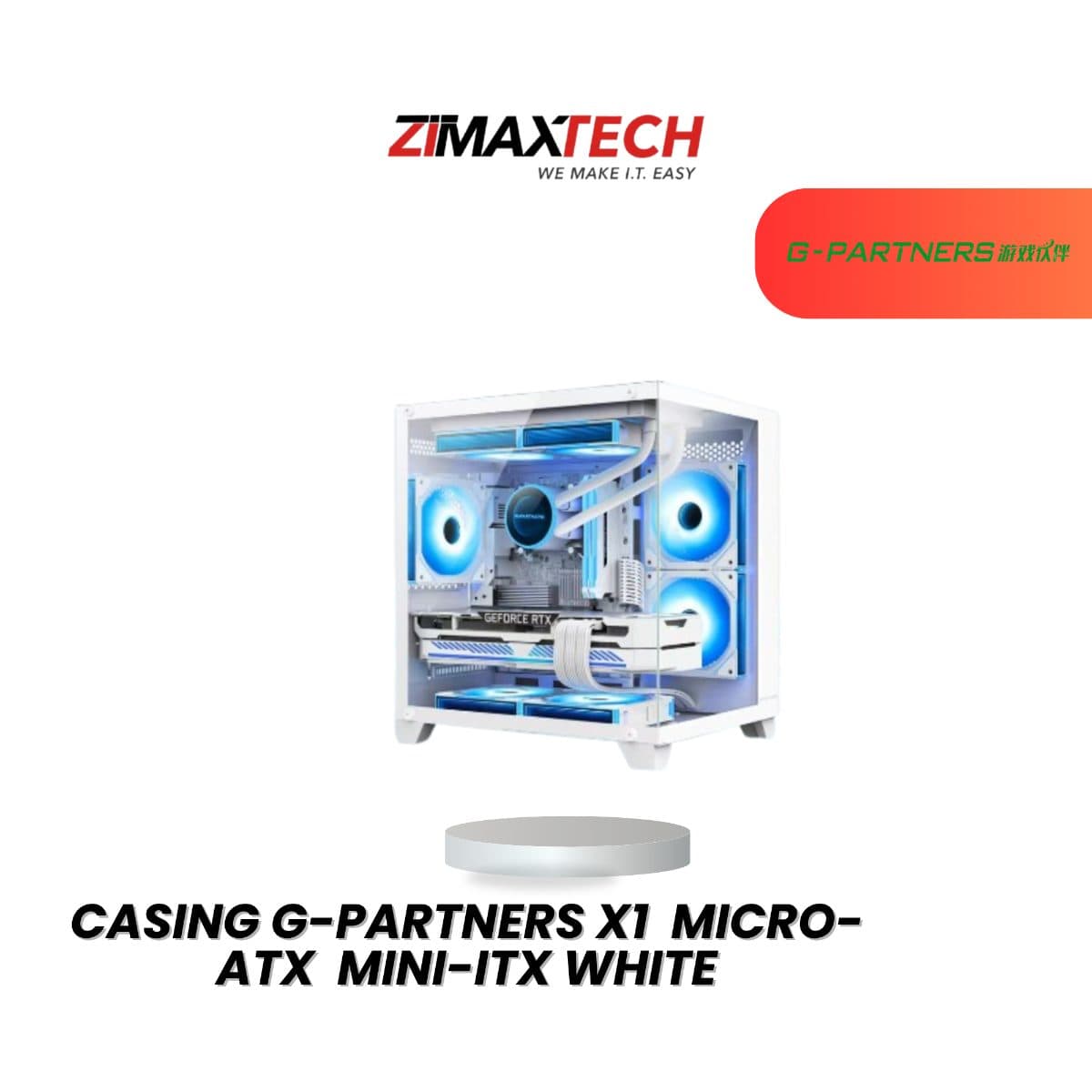 G-PARTNERS X1 M-ATX PC CASE WITH 270° TEMPERED GLASS, ARGB FANS, AND GAMING CHASSIS DESIGN