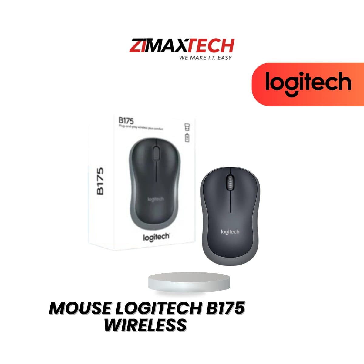 LOGITECH B175 WIRELESS MOUSE WITH USB RECEIVER, BLACK, AND 3 YEARS WARRANTY