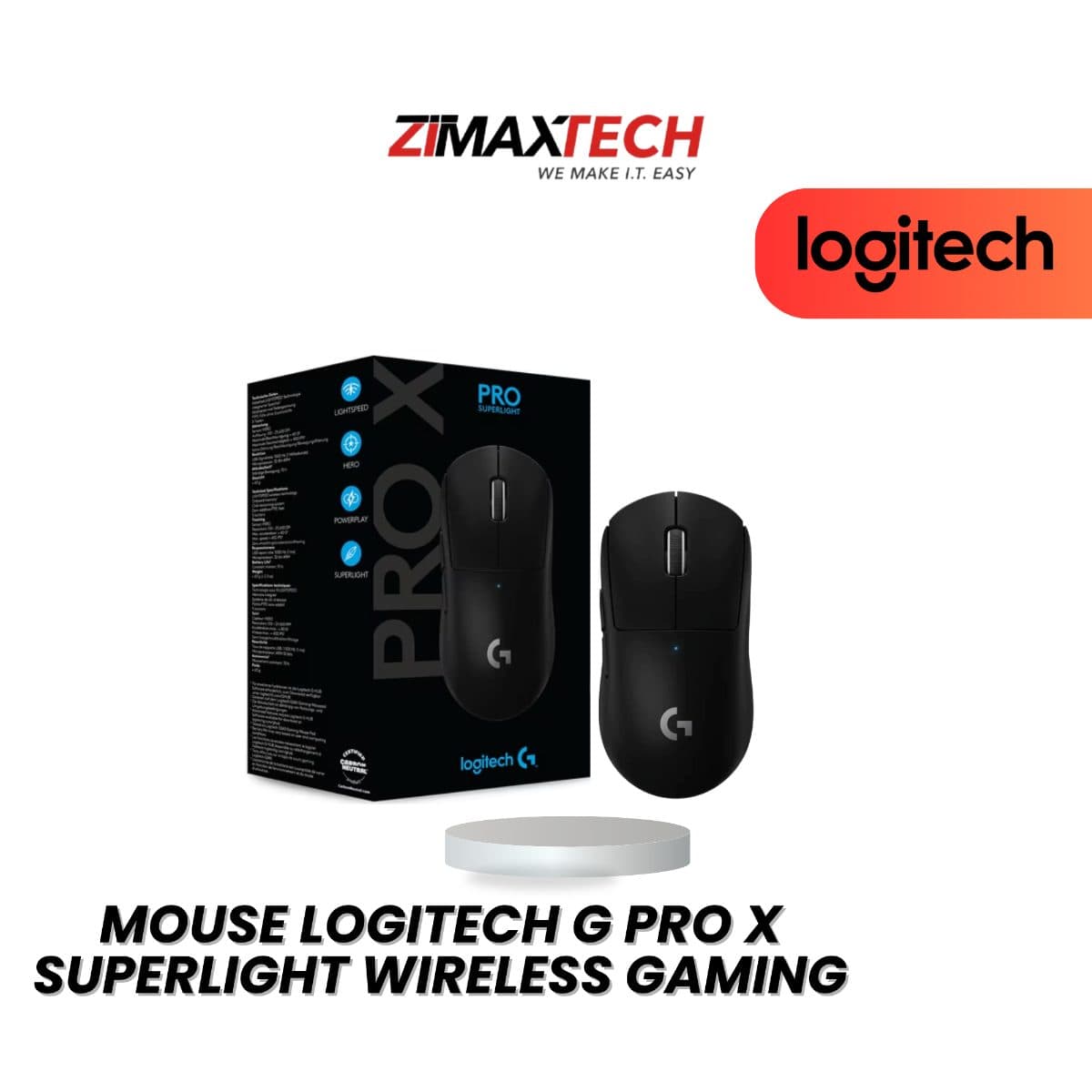 LOGITECH G PRO X SUPERLIGHT WIRELESS GAMING MOUSE, BLACK, AND 2 YEARS WARRANTY