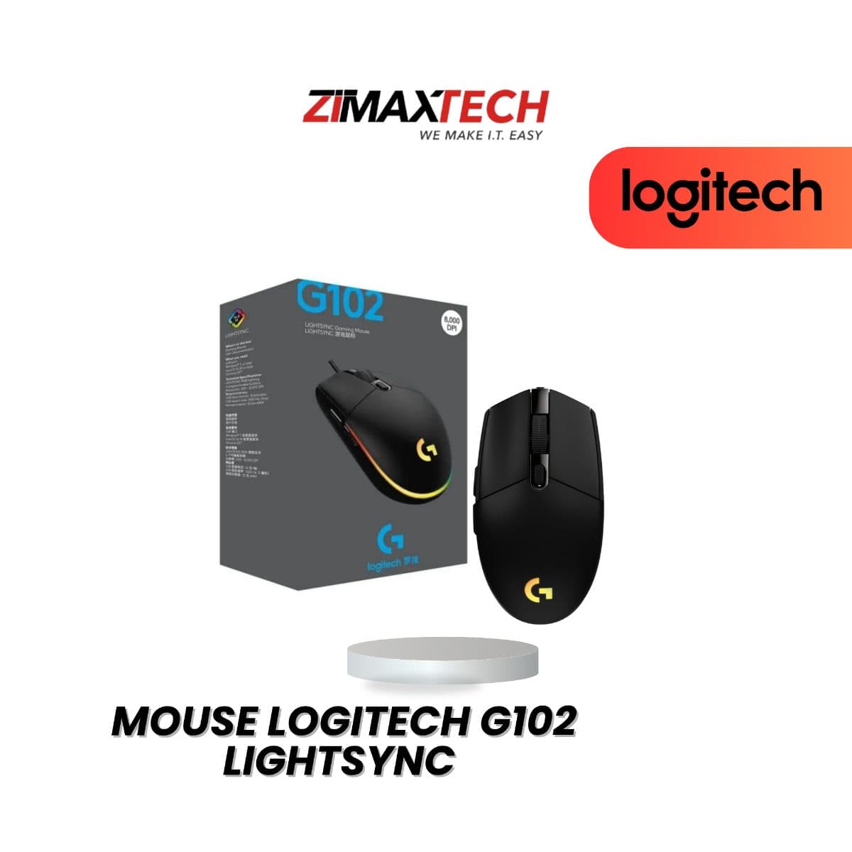 LOGITECH G102 LIGHTSYNC GAMING MOUSE WITH USB WIRED CONNECTION, BLACK, AND 2 YEARS WARRANTY