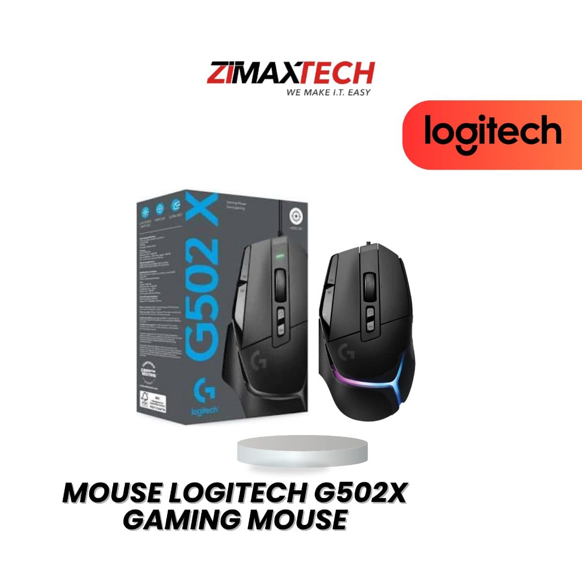 LOGITECH G502 X GAMING MOUSE WITH USB WIRED CONNECTION, BLACK, AND 2 YEARS WARRANTY