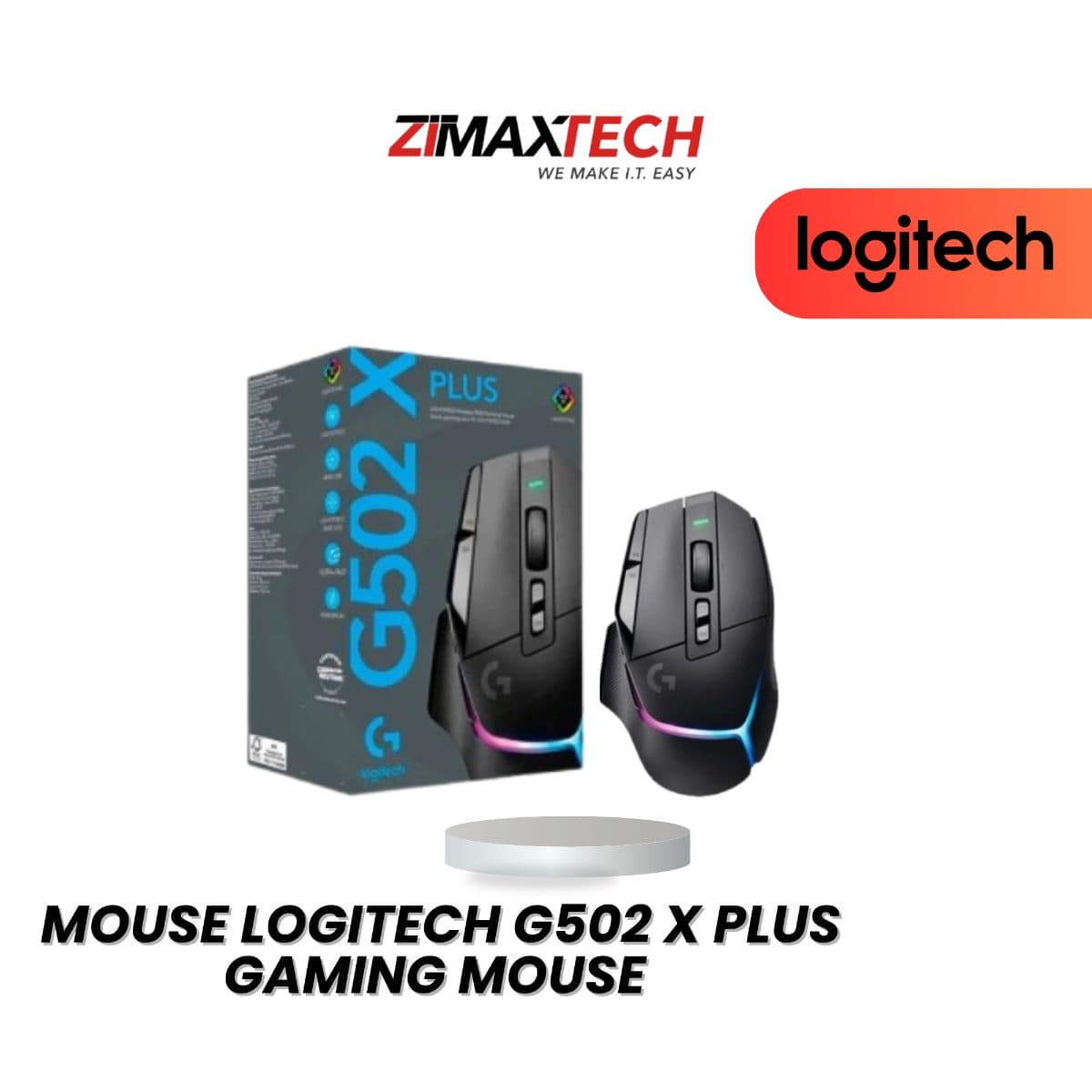 LOGITECH G502 X PLUS LIGHTSPEED WIRELESS GAMING MOUSE WITH HERO 25K SENSOR, USB RECEIVER, BLACK, AND 2 YEARS WARRANTY