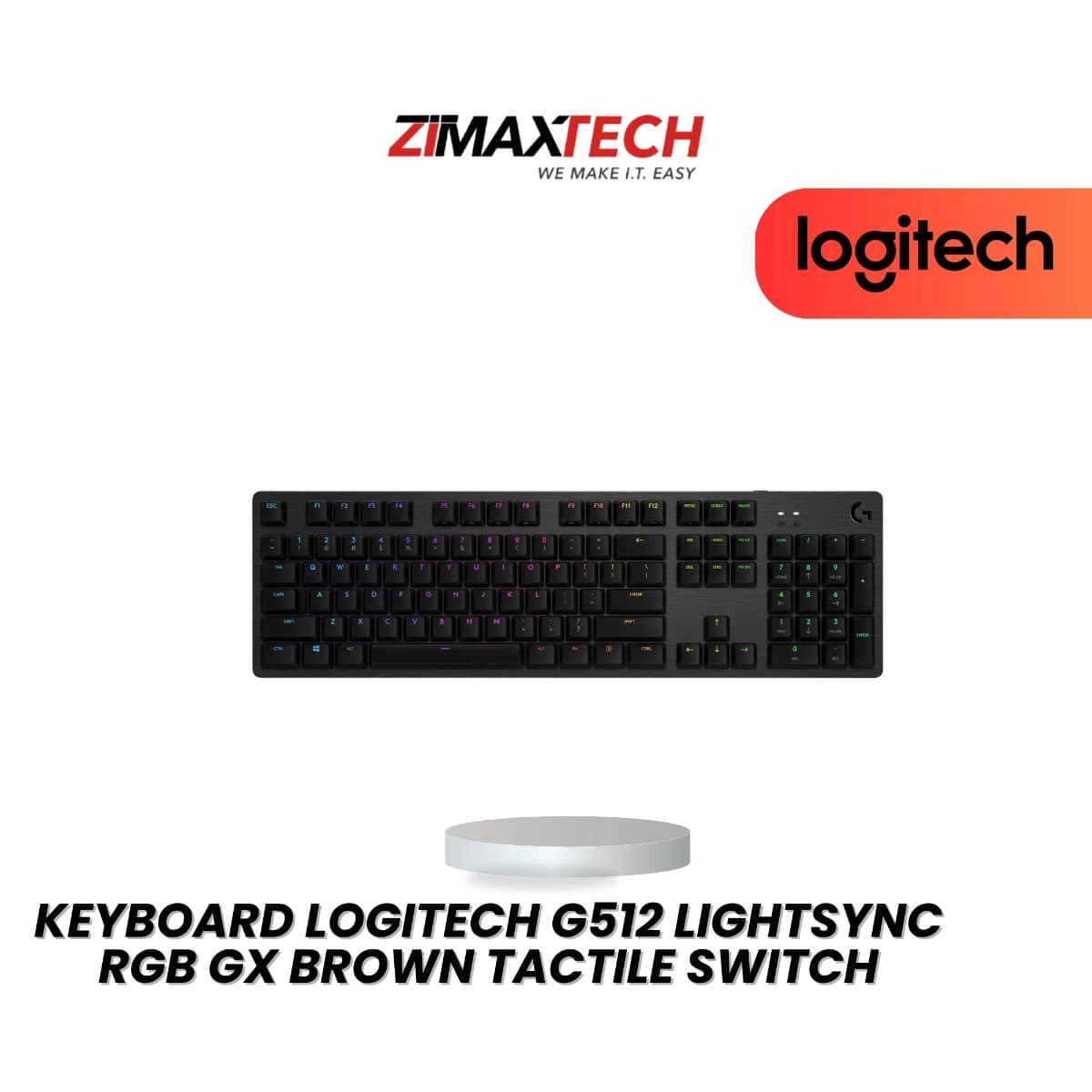 LOGITECH G512 LIGHTSYNC RGB GAMING KEYBOARD WITH GX BROWN TACTILE SWITCH, USB WIRED, CARBON GREY, AND 2 YEARS WARRANTY