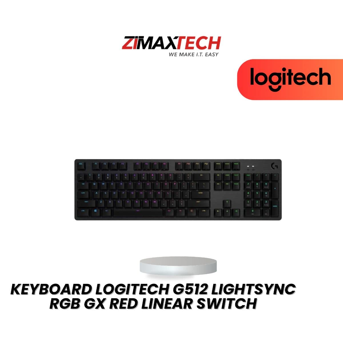 LOGITECH G512 LIGHTSYNC RGB GAMING KEYBOARD WITH GX RED LINEAR SWITCH, USB WIRED, CARBON GREY, AND 2 YEARS WARRANTY