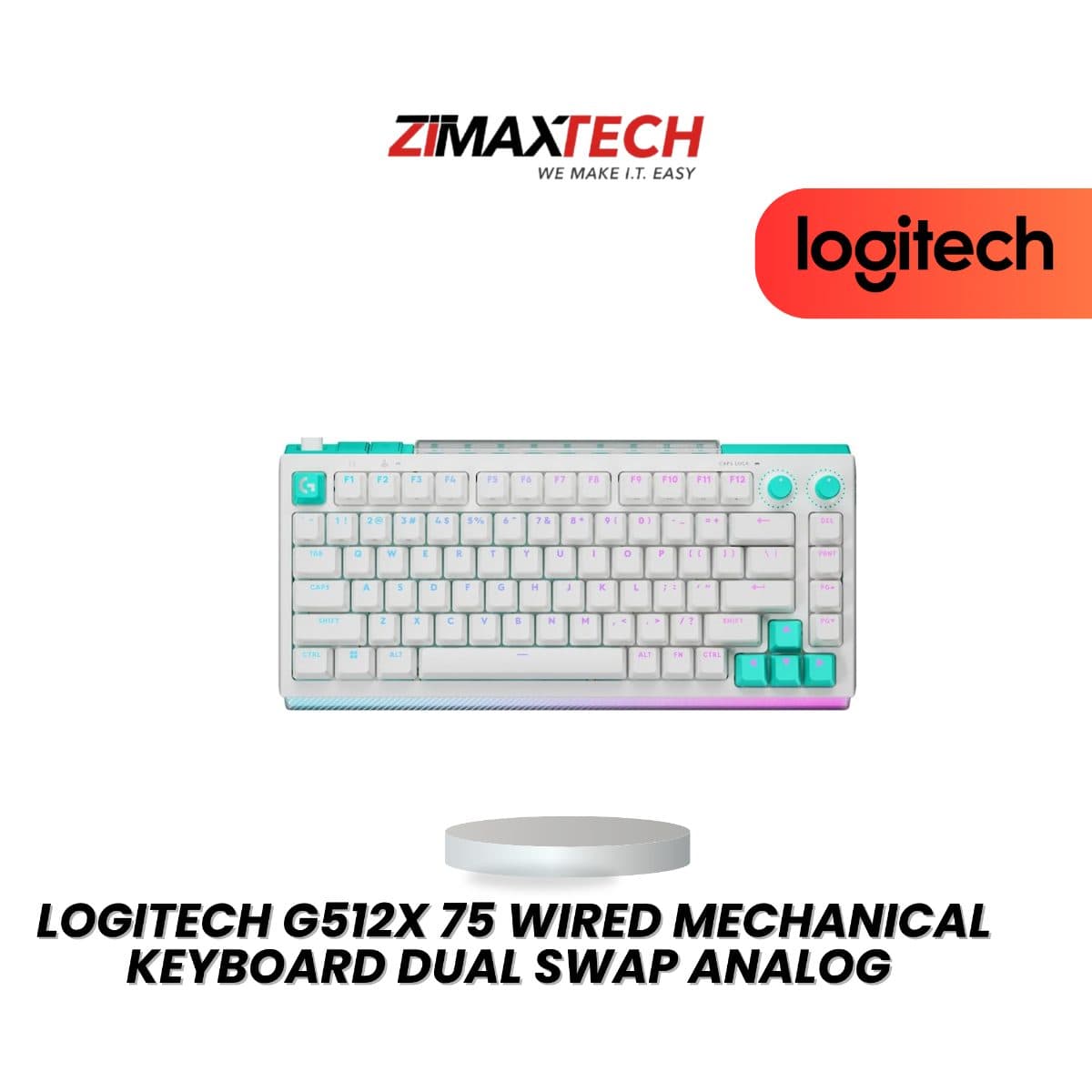 LOGITECH G512X 75 MECHANICAL GAMING KEYBOARD WITH MAGNETIC & TACTILE SWITCH, 8KHZ, WHITE, 1 YEAR WARRANTY