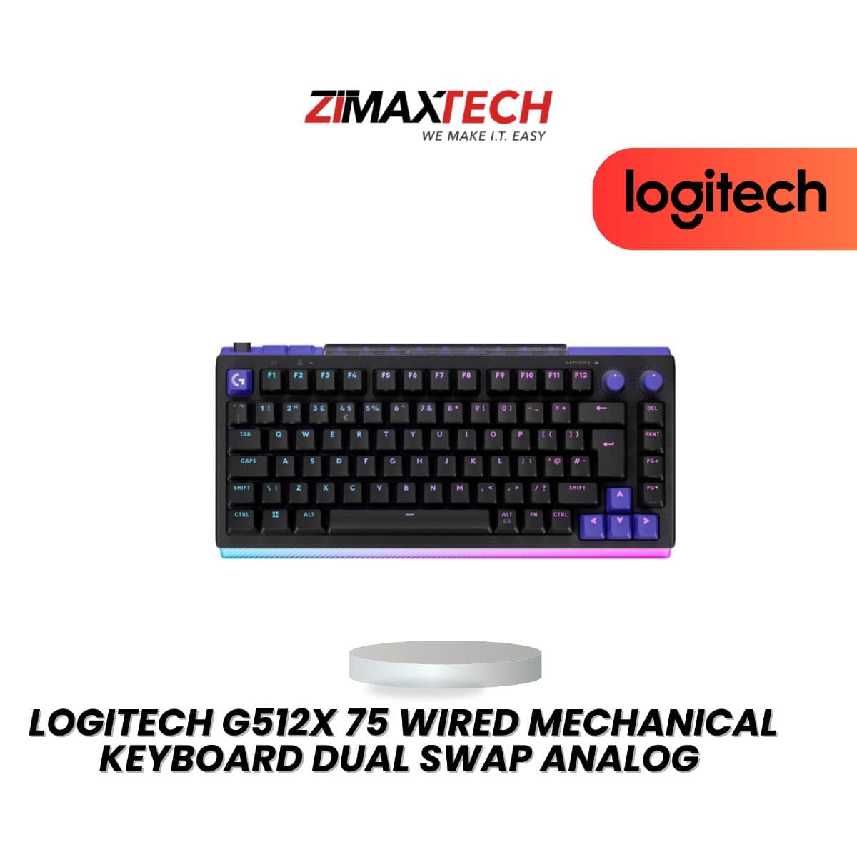 LOGITECH G512X 75 MECHANICAL GAMING KEYBOARD WITH MAGNETIC & TACTILE SWITCH, 8KHZ, BLACK, 1 YEAR WARRANTY