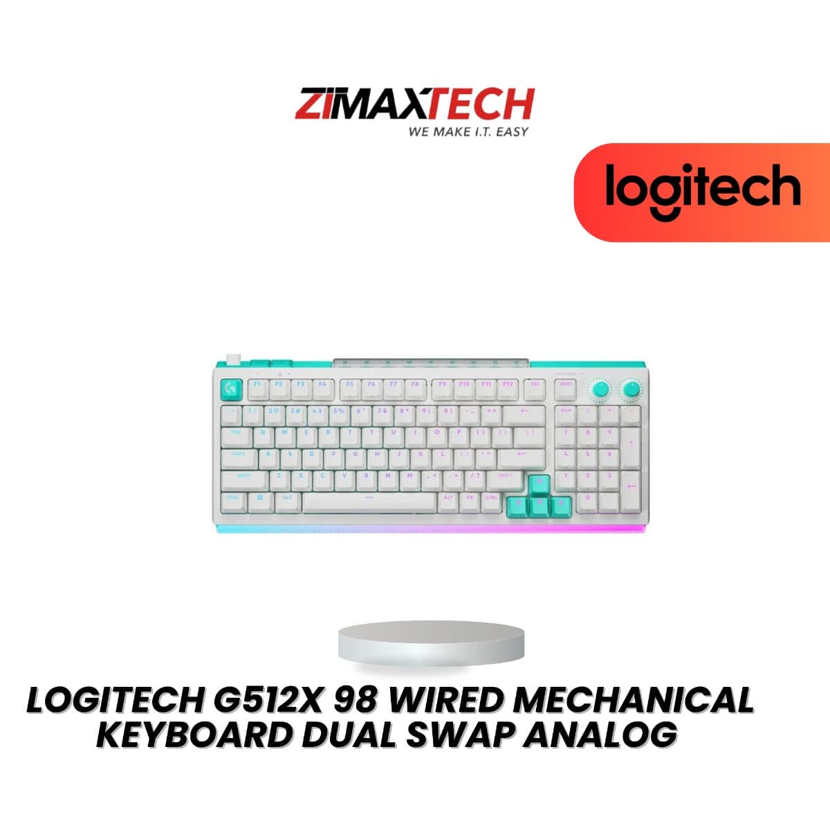 LOGITECH G512X 98 MECHANICAL GAMING KEYBOARD WITH MAGNETIC & TACTILE SWITCH, 8KHZ, WHITE, AND 1 YEAR WARRANTY