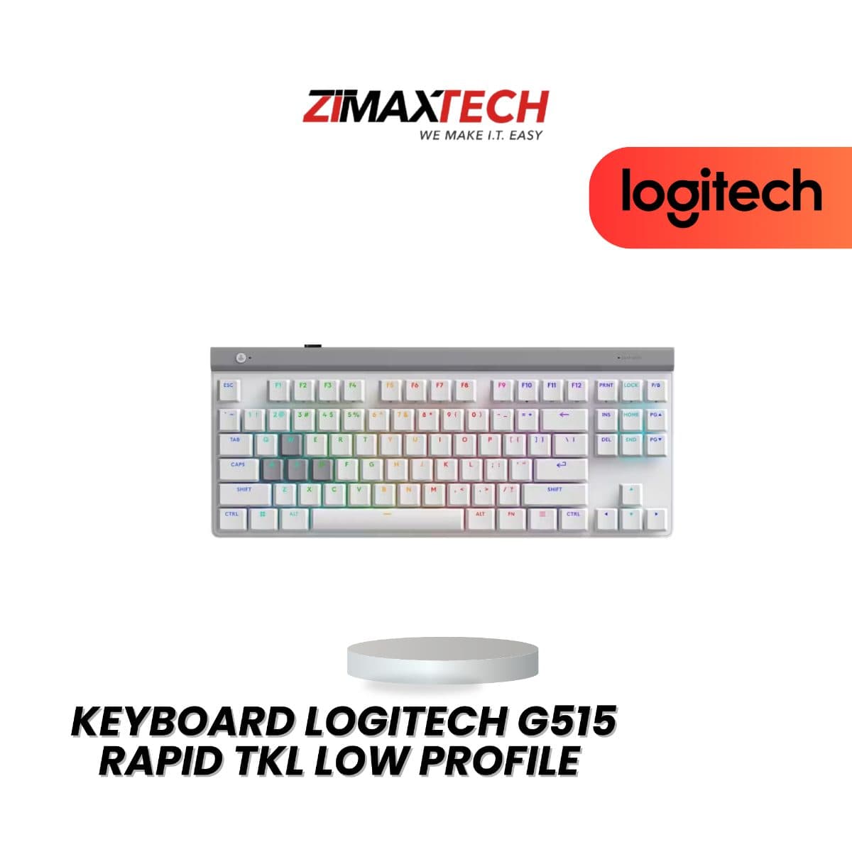 LOGITECH G515 RAPID TKL LOW PROFILE GAMING KEYBOARD WITH MAGNETIC ANALOG SWITCHES, RAPID TRIGGER, WIRED, WHITE, AND 2 YEARS WARRANTY