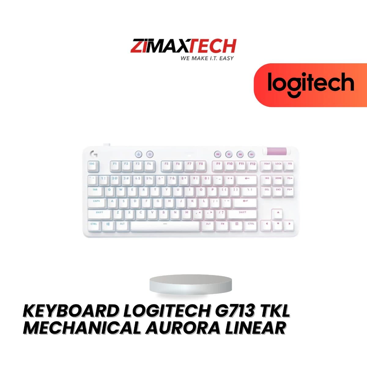 LOGITECH G713 TKL AURORA COLLECTION MECHANICAL KEYBOARD WITH LINEAR SWITCH, OFFWHITE, AND 2 YEARS WARRANTY