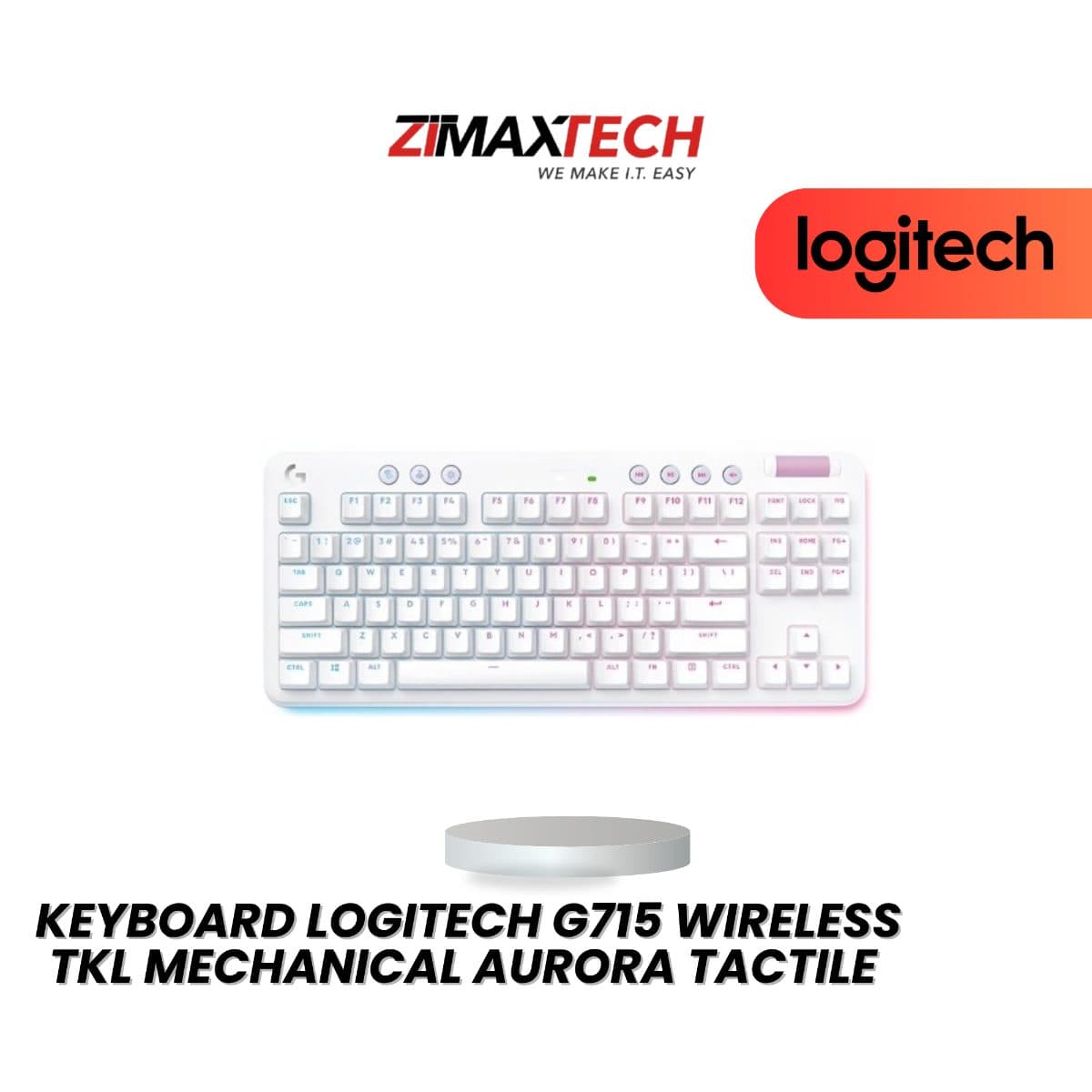 LOGITECH G715 TKL AURORA COLLECTION WIRELESS MECHANICAL KEYBOARD WITH TACTILE SWITCH, OFFWHITE, AND 2 YEARS WARRANTY
