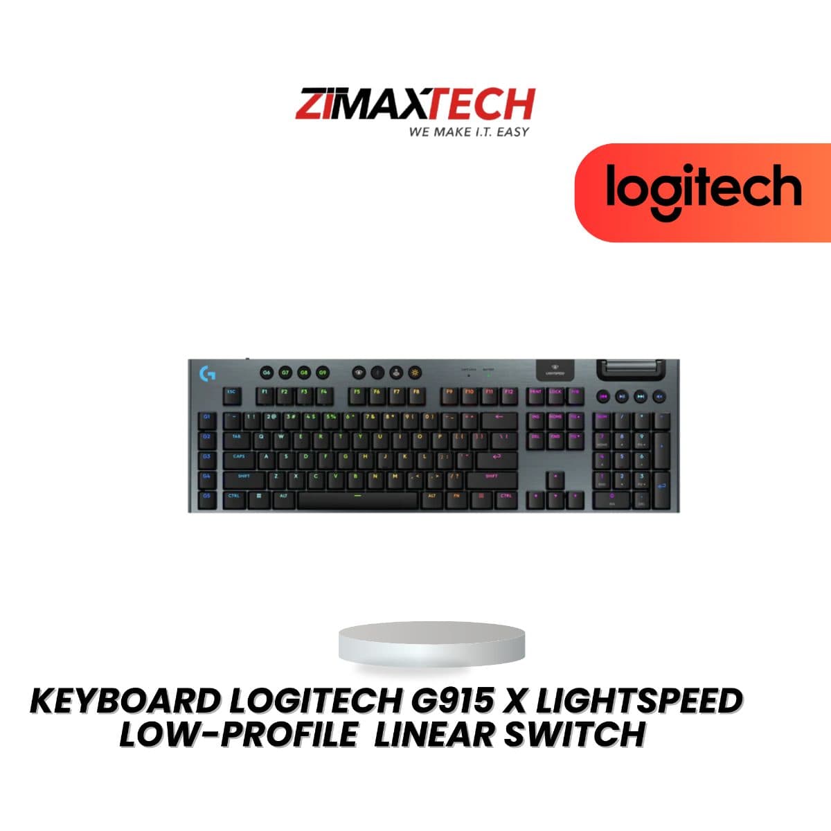 LOGITECH G915 X LIGHTSPEED LOW-PROFILE GAMING KEYBOARD WITH LINEAR SWITCH, BT & USB RECEIVER WIRELESS, BLACK, AND 2 YEARS WARRANTY