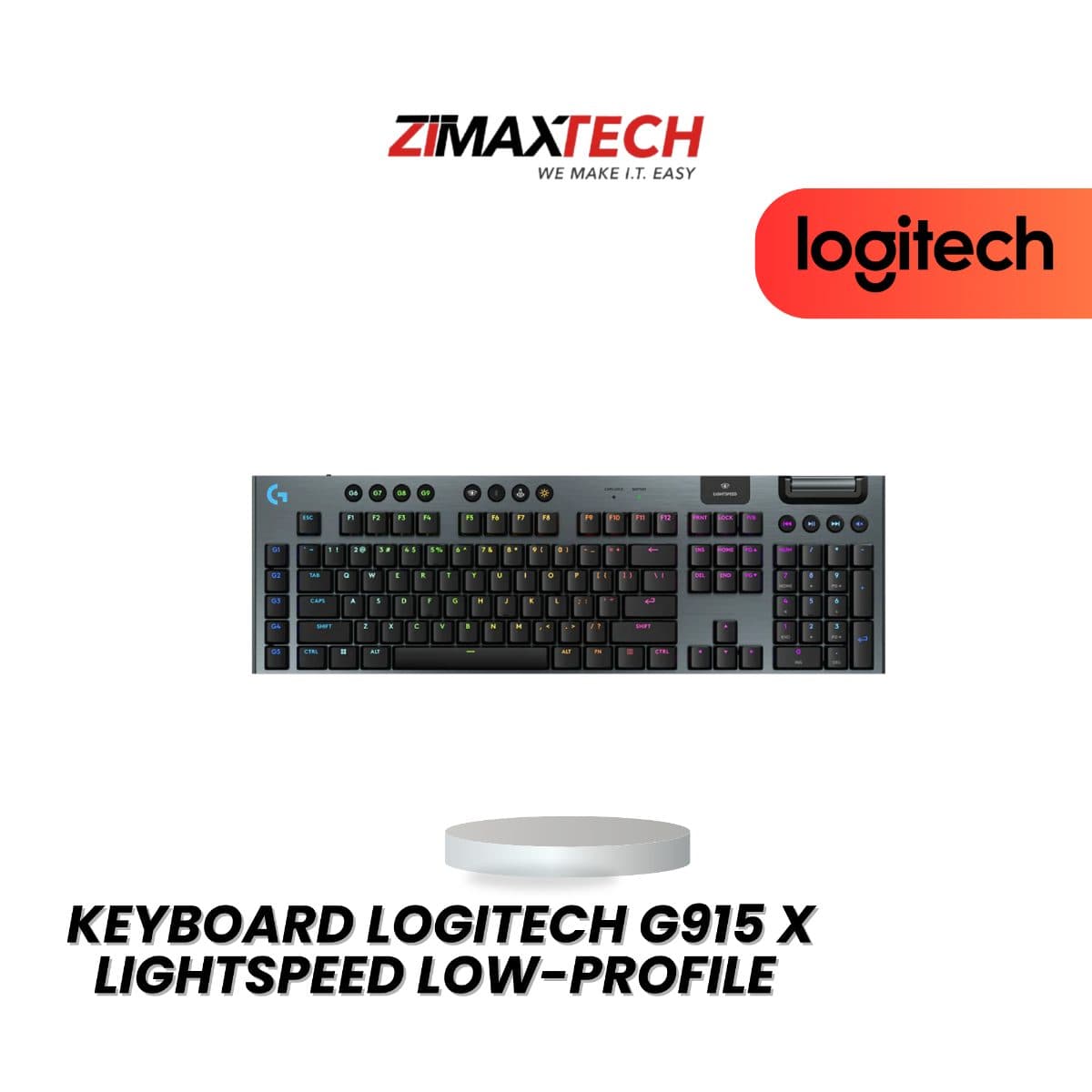 LOGITECH G915 X LIGHTSPEED LOW-PROFILE GAMING KEYBOARD WITH TACTILE SWITCH, BT & USB RECEIVER WIRELESS, BLACK, AND 2 YEARS WARRANTY