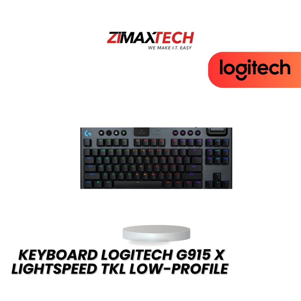 LOGITECH G915 X LIGHTSPEED TKL LOW-PROFILE GAMING KEYBOARD WITH TACTILE SWITCH, BT & USB RECEIVER WIRELESS, BLACK, AND 2 YEARS WARRANTY