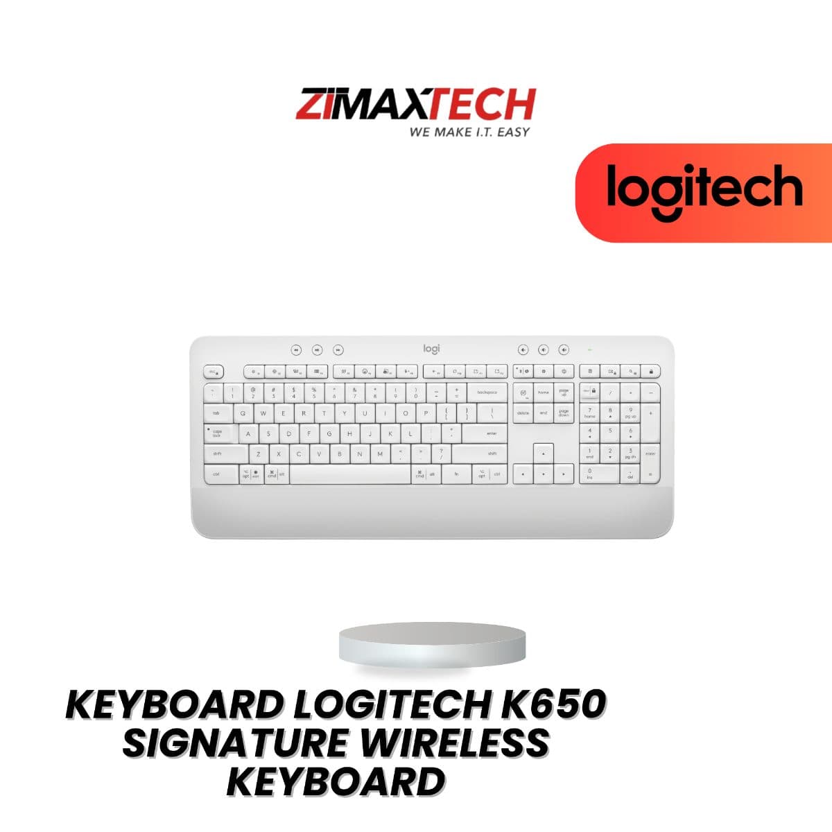 LOGITECH K650 SIGNATURE WIRELESS KEYBOARD WITH BT 5.1 & USB RECEIVER, BATTERIES INCLUDED, OFF WHITE, AND 1 YEAR WARRANTY