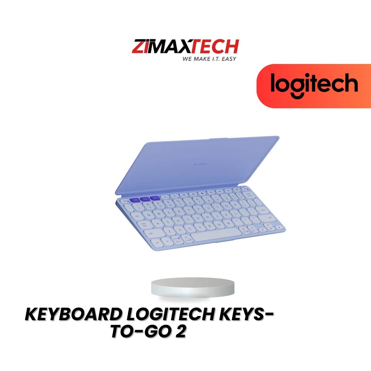 LOGITECH KEYS-TO-GO 2 WIRELESS KEYBOARD WITH BT CONNECTION, SUPPORTS UP TO 3 DEVICES, LILAC, AND 1 YEAR WARRANTY