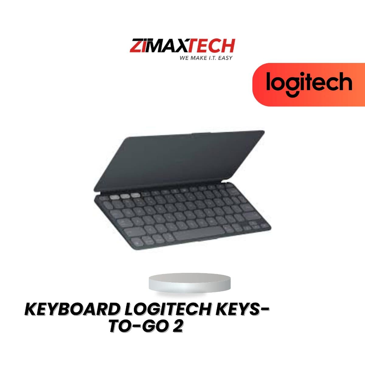 LOGITECH KEYS-TO-GO 2 WIRELESS KEYBOARD WITH BT CONNECTION, SUPPORTS UP TO 3 DEVICES, PALE GREY, AND 1 YEAR WARRANTY