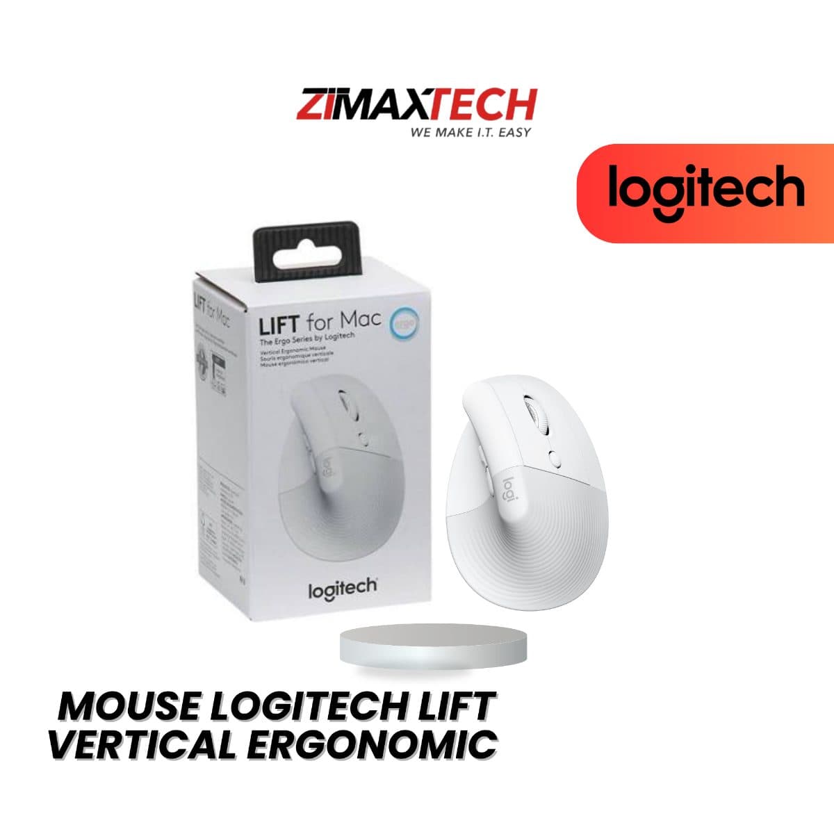 LOGITECH LIFT VERTICAL ERGONOMIC WIRELESS MOUSE WITH BT & USB RECEIVER, OFF WHITE, AND 1 YEAR WARRANTY
