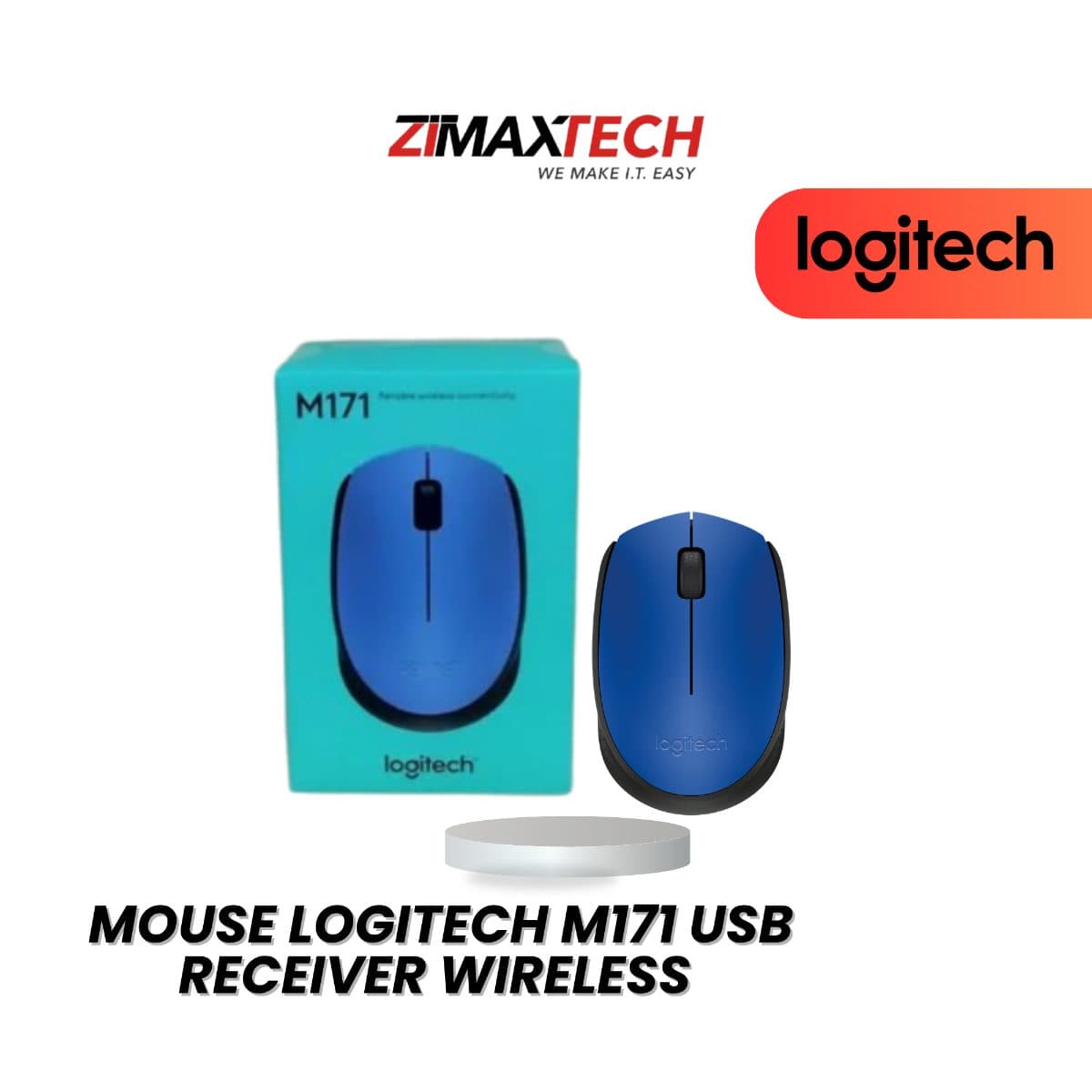 LOGITECH M171 WIRELESS MOUSE WITH USB RECEIVER, BLUE, AND 1 YEAR WARRANTY