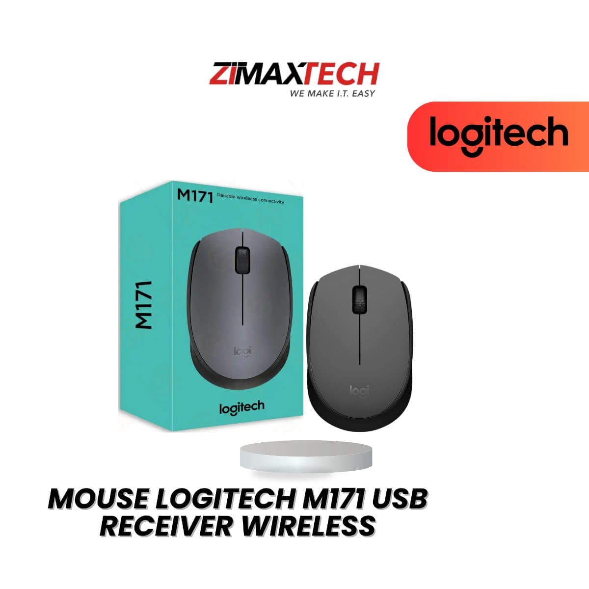 LOGITECH M171 WIRELESS MOUSE WITH USB RECEIVER, GREY, AND 1 YEAR WARRANTY
